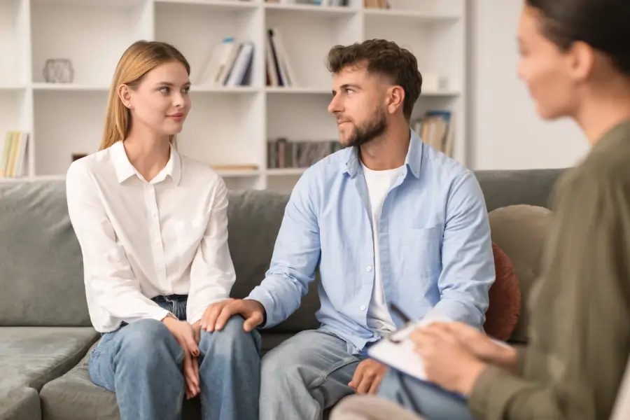 Couple in Therapy Session Talking with Therapist-1